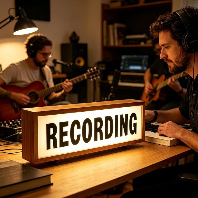 Recording Studio Wooden LED Neon Sign Recording Sign - Image 2