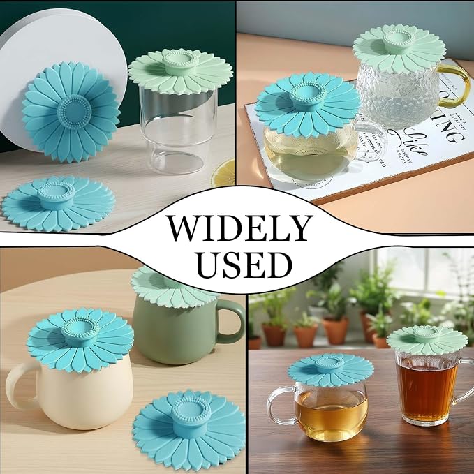 Sunflower Silicone Cup Covers, Reusable & Flexible Mug Covers and Silicone Lids - Image 4