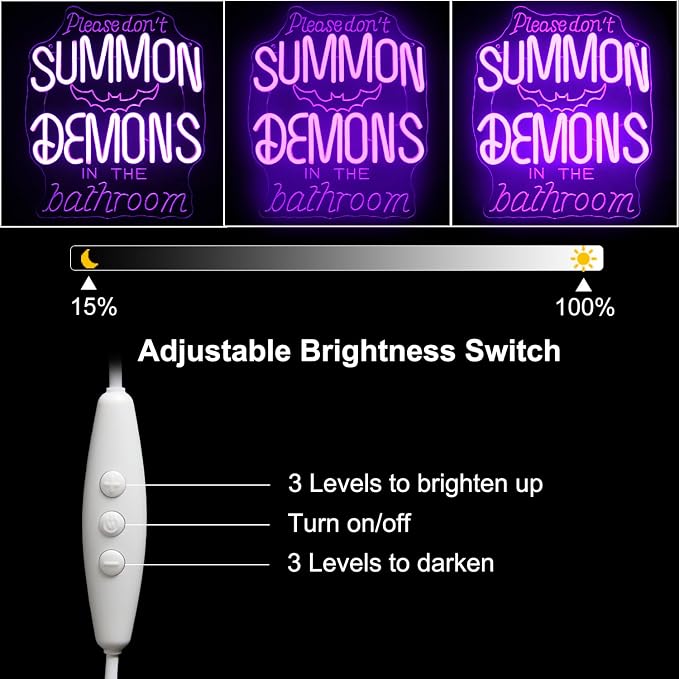 Please Don't Summon Demons in the Bathroom Neon Sign Gothic Wall Art Dimmable - Image 5