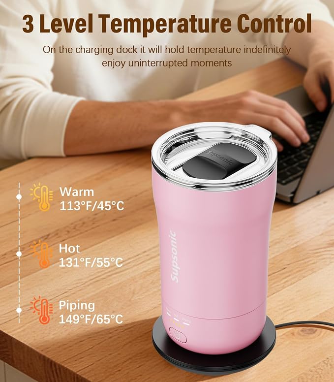 Supsonic - 14oz Heated Coffee Mug, Self-Heating Travel Mug - Image 2