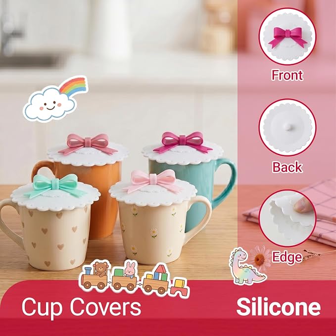 8 Pcs Silicone Cup Covers, Colorful Anti-Dust Coffee Cup Lid Covers - Image 2