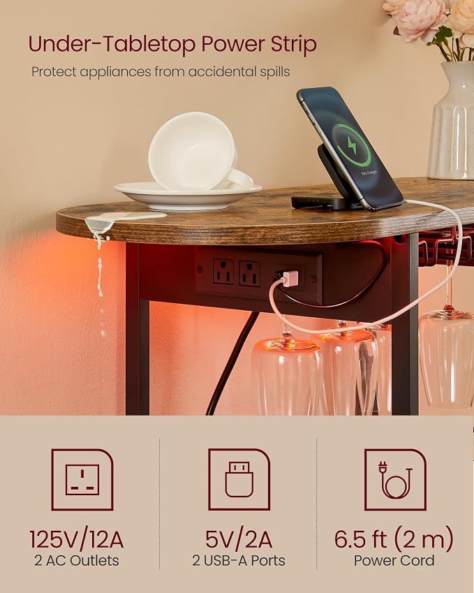 VASAGLE Bar Cabinets for Home, LED Coffee Bar - Image 6