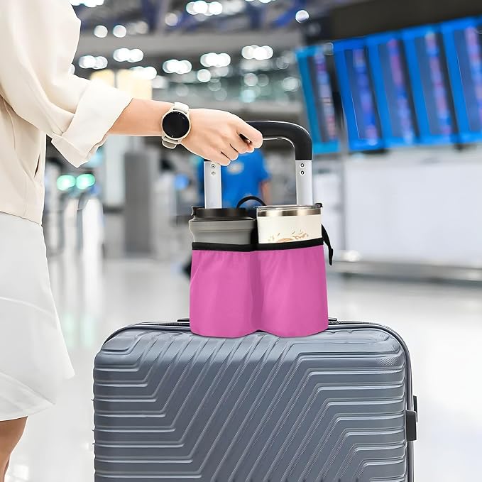 DOMIKING Hot Pink Travel Luggage Cup Holder - Image 5
