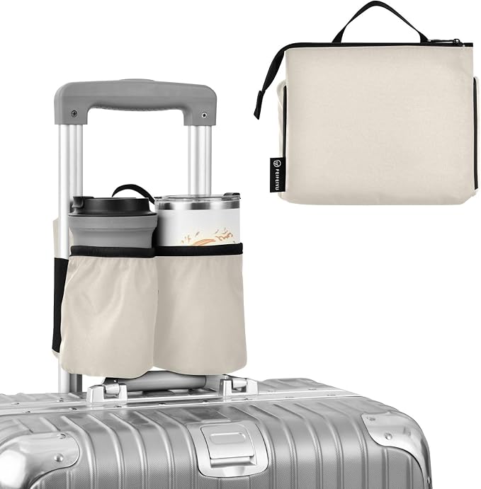 DOMIKING Beige Travel Luggage Cup Holder by DOMIKING