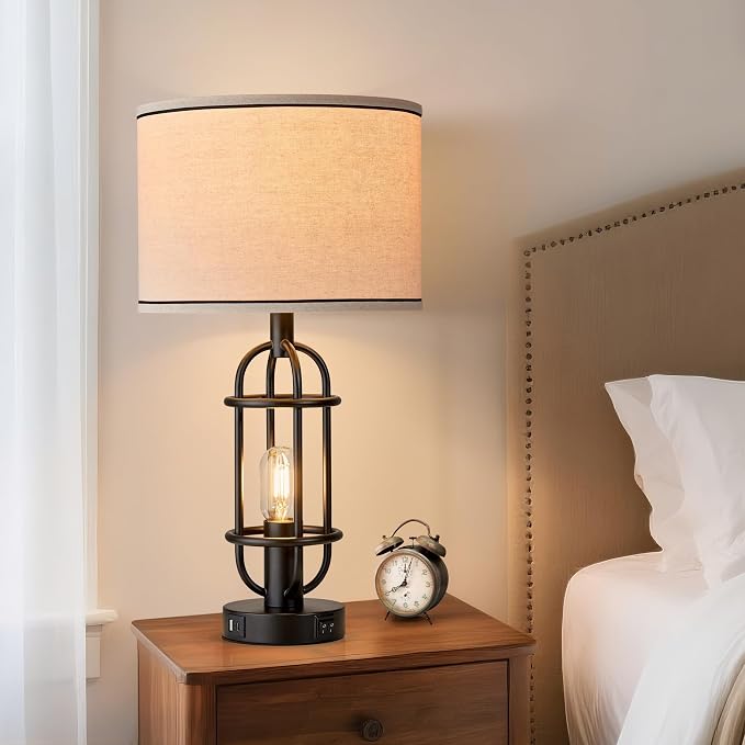 Reaketon Black Table Lamps for Living Room Set of 2, 22.3" Farmhouse Lamps for - Image 5