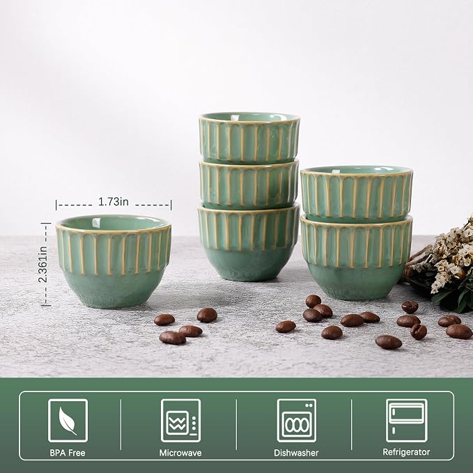 Ceramic Espresso Cups Set, Espresso Coffee Mugs, Special Glazed Demitasse Cups - Image 4