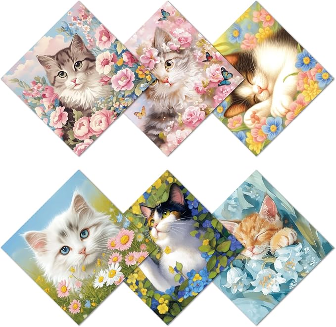 CREATCABIN 6Pcs Cleaning Cloth for Eyeglasses Microfiber Cleaning Cloth Cat by CREATCABIN