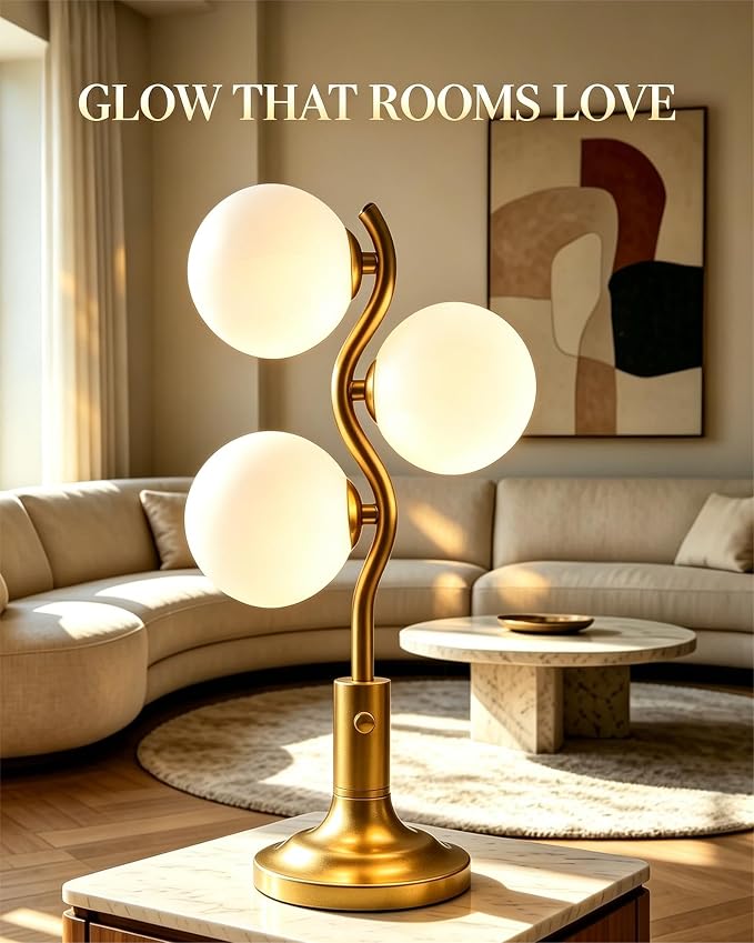 Lightdot Mid Century Globe Table Lamp Dimmable Modern 3 Lights Gold Desk Lamp - Image 7