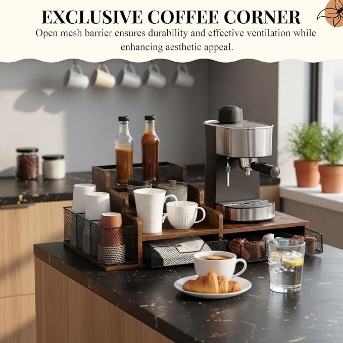 Potchen Wood Coffee Station Organizer Coffee Bar Organizer - Image 2