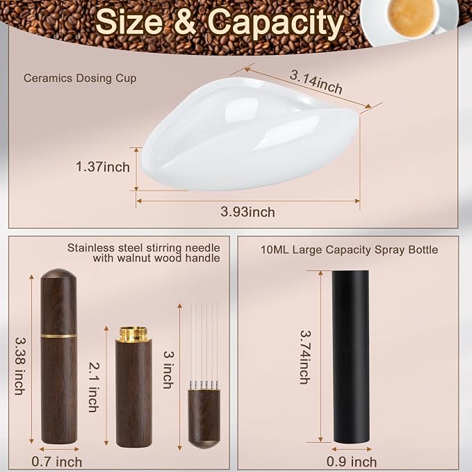 Coffee Bean Dosing Cup, RDT Spray Bottle, and 6-Needle WDT Tool - Image 2