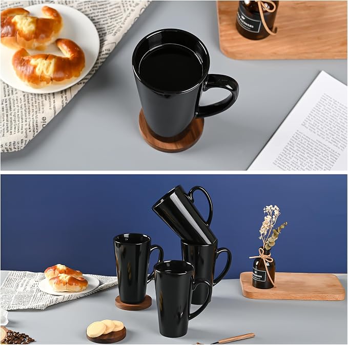 BYCNZB 16oz black Funnel Ceramic Tall Coffee Mugs - Image 5