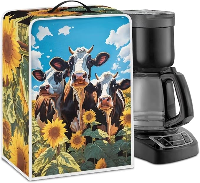 Cow Sunflower Coffee Machine Covers Anti Dust Covers by Kathyboom