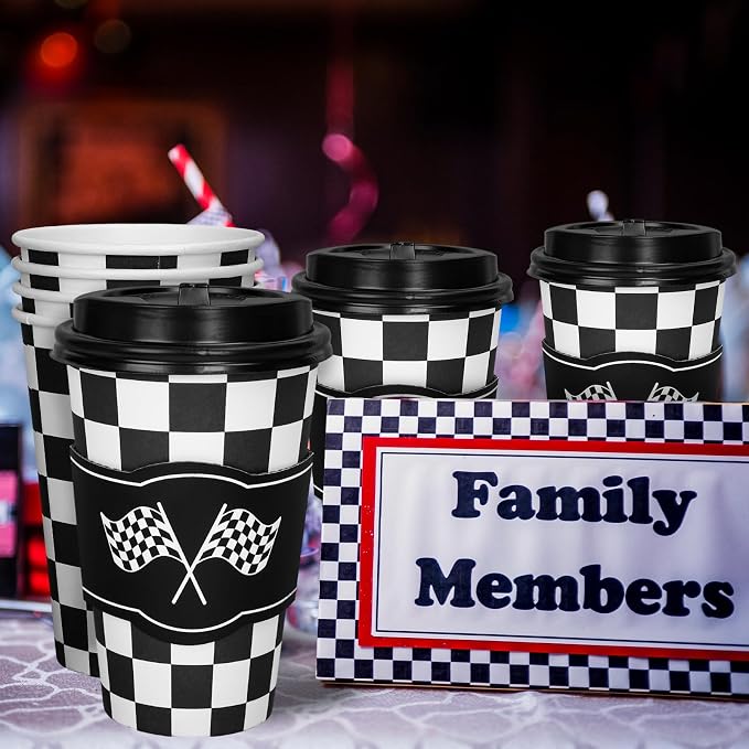Whaline 50 Set Race Car Disposable Coffee Cups - Image 6