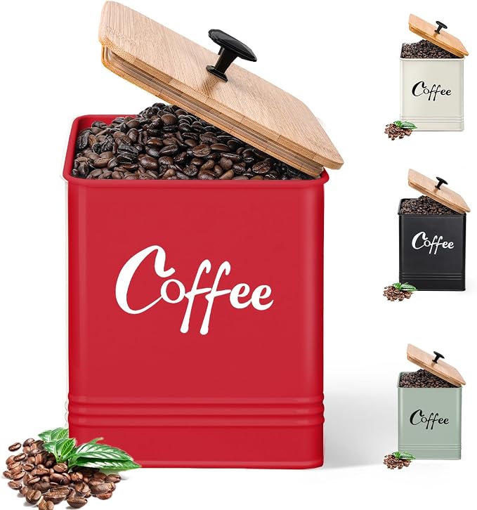 Coffee Canister, Airtight 40 oz Large Iron Black Storage Container by Unknown
