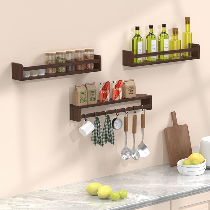 Floating Wall Nursery Book Shelves, 23.6 Inch, Walnut Color, Wall Mounted - Image 4