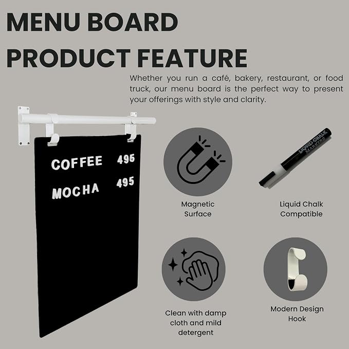Hanging Menu Contemporary Style Chalkboard Sign, Metal Menu Display 22x28 - Image 5