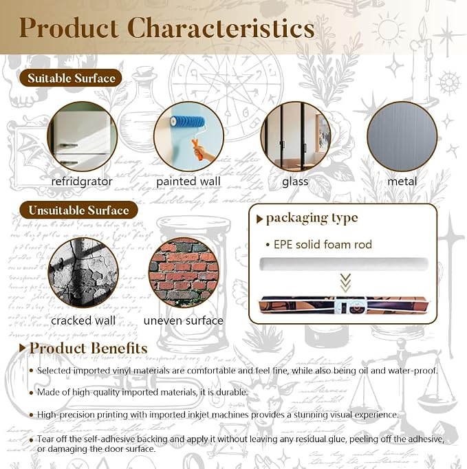 2 Pcs Plant Alchemy Themed Removable Refrigerator Wraps, Self-Adhesive Fridge - Image 3