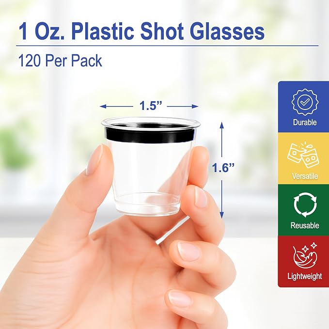 Mandala Crafts Disposable 1oz Plastic Mini Shot Glasses - Image 3