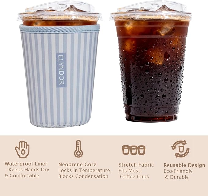 Reusable Insulated Sleeve for Iced Coffee Cup, Coffee Neoprene Sleeve for Cold - Image 6