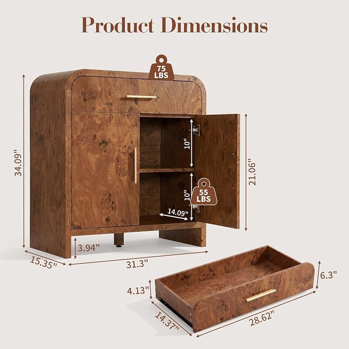 Set of 2 Curved Buffet Storage Cabinet - Image 2