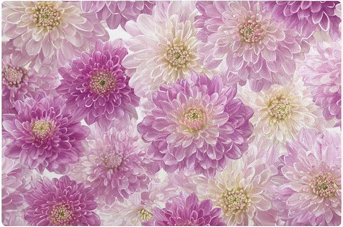 Pink Purple Chrysanthemum Coffee Mat Coffee Bar Maker Backed Absorbent Nonslip by QwThum