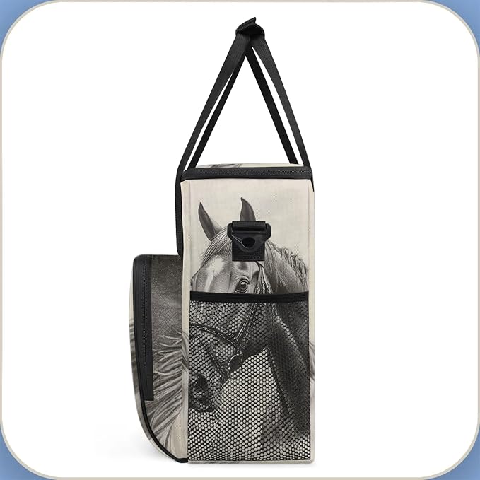 Horse Print Coffee Maker Carring Bag, Large Insulated Storage Organizer Case - Image 4
