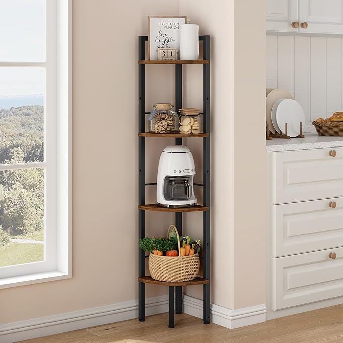 Tajsoon Tall Corner Book Shelf 4 Tier 48" Multipurpose Corner Standing Shelf by Tajsoon