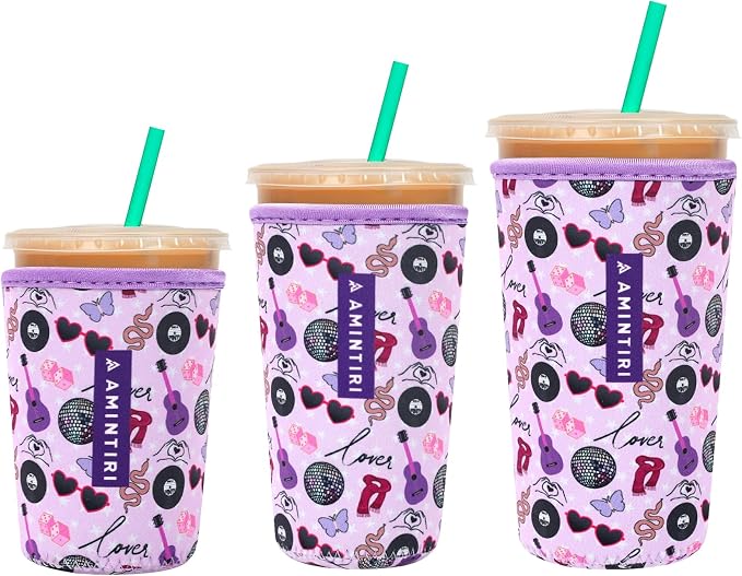 3 Pack Reusable Sleeve for Iced Coffee Cup, Coffee Neoprene Sleeve for Iced&Hot by Unknown