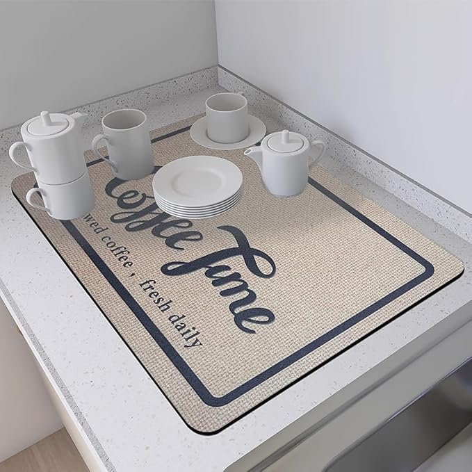 PIGCHCY Coffee Mat 2-Pack, Hide Stain Super Absorbent Dish Drying Mat, - Image 3