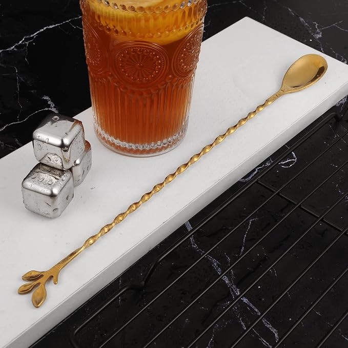 AnSaw Gold 12-Inch Stainless Steel Cocktail Spoon - Image 4