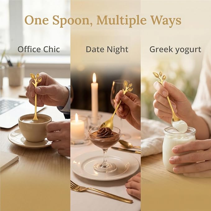 Gold Coffee Spoons Set of 6 – 4.72 Inch Stainless Steel Mini Espresso Spoons - Image 7