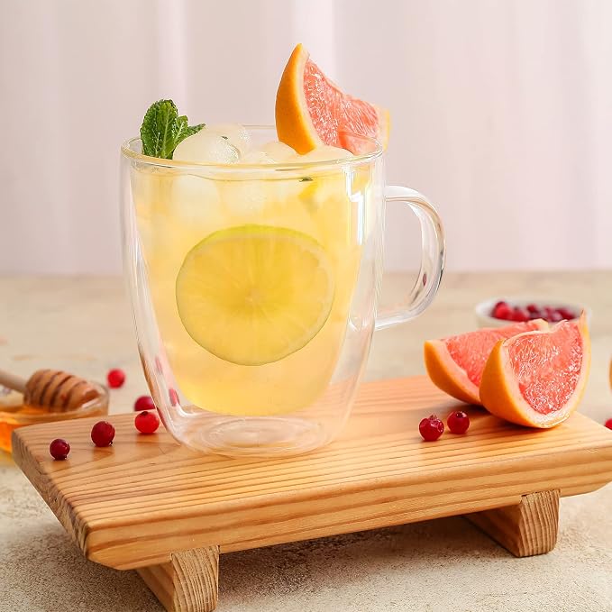 12oz Double Walled Glass Coffee Mugs - Image 9