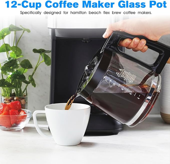 12-Cup Glass Carafe Pot Replacement Hamilton-Beach Coffee Carafe Pot 46310 - Image 3