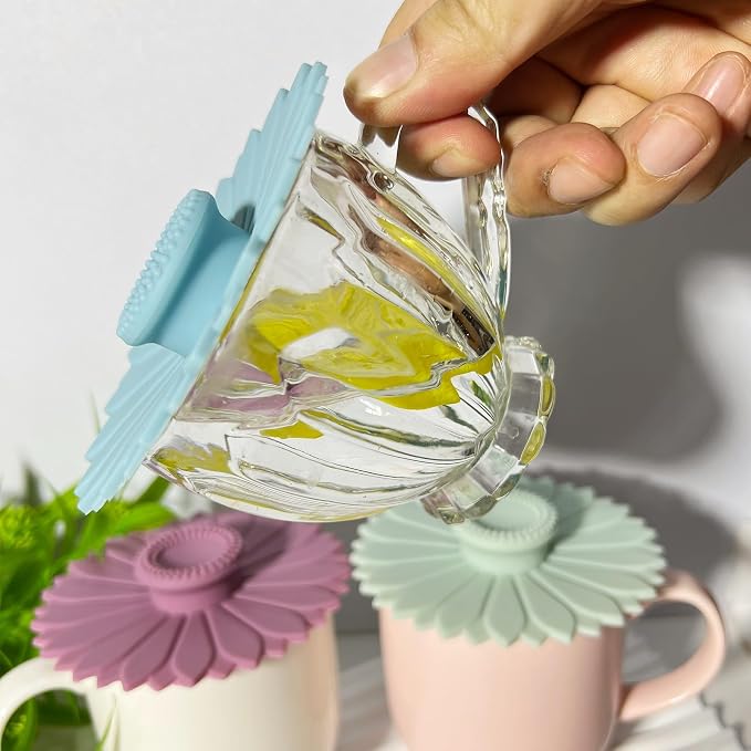 Sunflower Silicone Cup Covers, Flexible Mug Covers, Tea Pots, Hot Cup Lids - Image 4