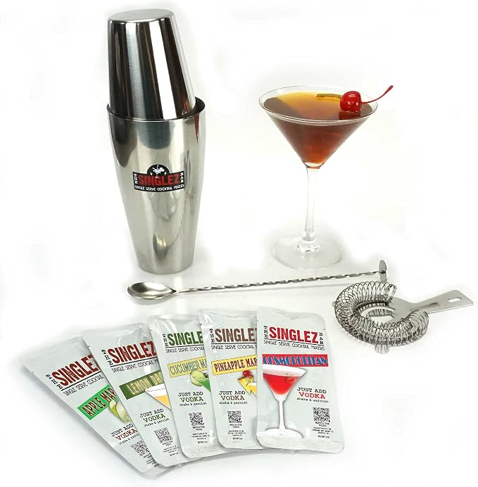 Singlez Bar Boston Cocktail Shaker Kit & Martini Mix | Two Piece Weighted - Image 5