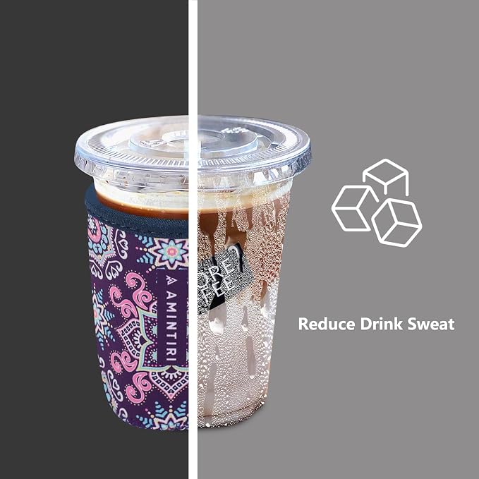 3 Pack Reusable Sleeve for Iced & Hot Drinks Cup, Neoprene Sleeve Compatible - Image 2
