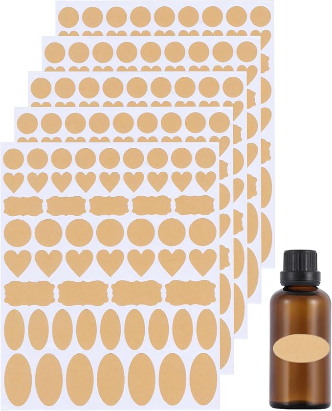 Brown Kraft Bottle Label Stickers, Self Adhesive Blank Labels by ZbFwmx