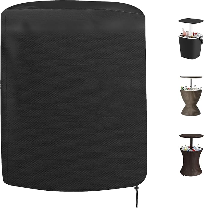 Cool Bar Table Cover Waterproof, 600D Oxford Fabric UV-Resistant Outdoor Round by Sqodok