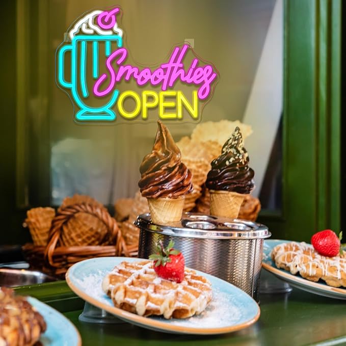 Smoothies Open Neon Sign Dimmable Frozen Fruit Smoothie Neon Light Sign - Image 7