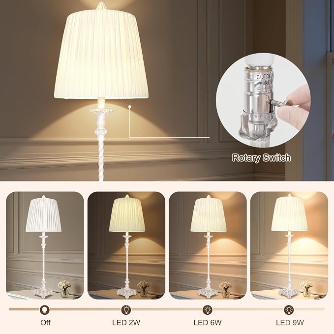 Vintage Table Lamp Set of 2, 3-Way Dimmable Bulb Included, Traditional - Image 3