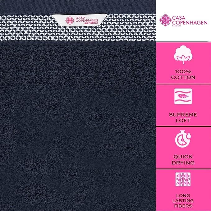 CASA COPENHAGEN Solitaire 6Pcs 100% Egyptian Cotton Large Designer Towels Gift - Image 2