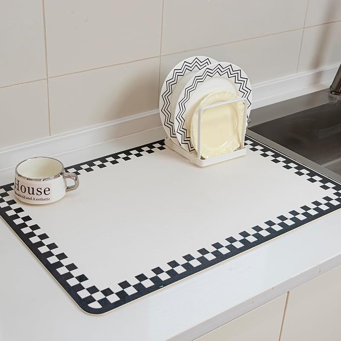 2PCS Drying Mat Kitchen Counter 24 X 16 Inches Non-slip Coffee Mat Fits Under by MelayRug