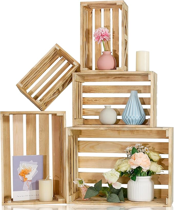 Wooden Crates for Display Large Rustic Nesting Wooden Basket by BOYMCOWBOYHOMEDECOR