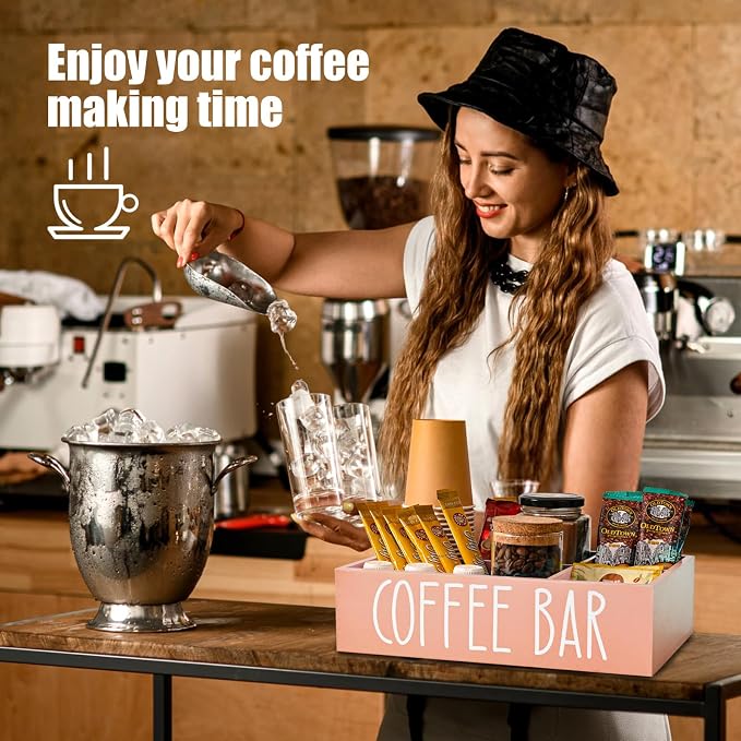 STORAGENIE Wooden Coffee Station Organizer – Removable Dividers, Storage - Image 7