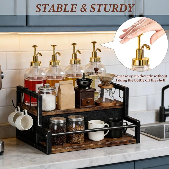 2-Tier Coffee Syrup Organizer Rack, Holds 12 Bottles Syrup Rack - Image 3