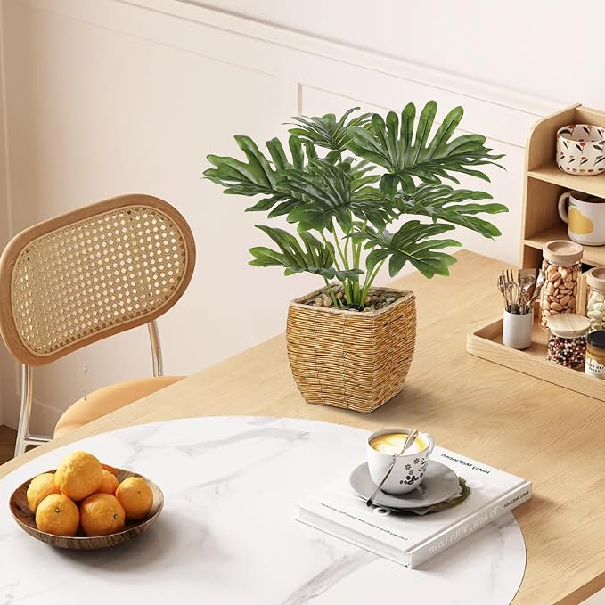 Briful Fake Plants Potted Monstera Artificial Plants Indoor Realistic Greenery - Image 5