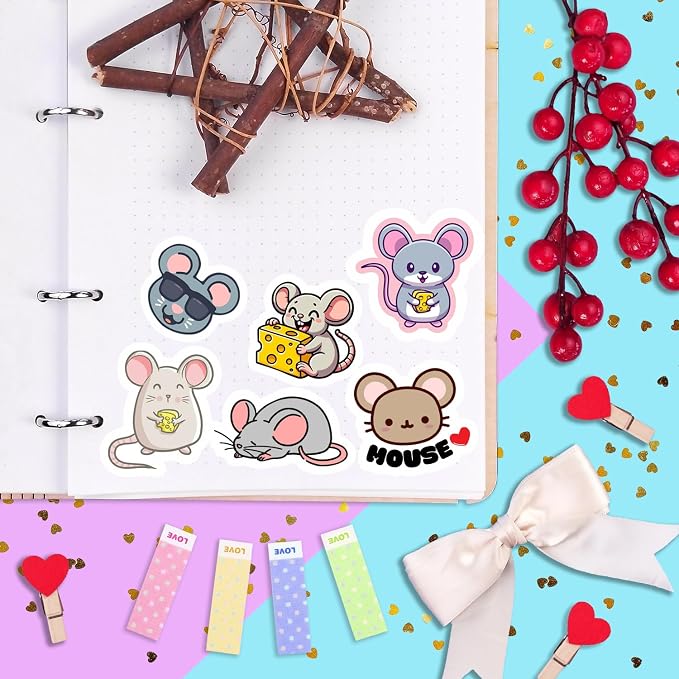 100Pcs Mouse Stickers for Water Bottle and Laptop - Image 8