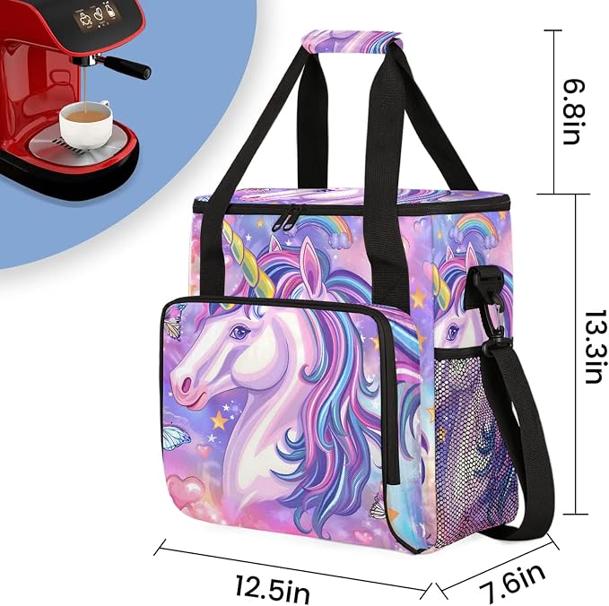 Unicorn Butterfly Coffee Maker Carring Bag, Large Insulated Storage Organizer - Image 2