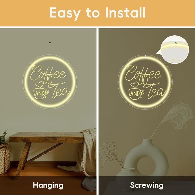 Coffee Neon Sign, Coffee and Tea Neon Signs, Dimmable LED Coffee Bar Hanging - Image 5