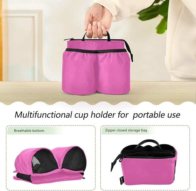 DOMIKING Hot Pink Travel Luggage Cup Holder - Image 3